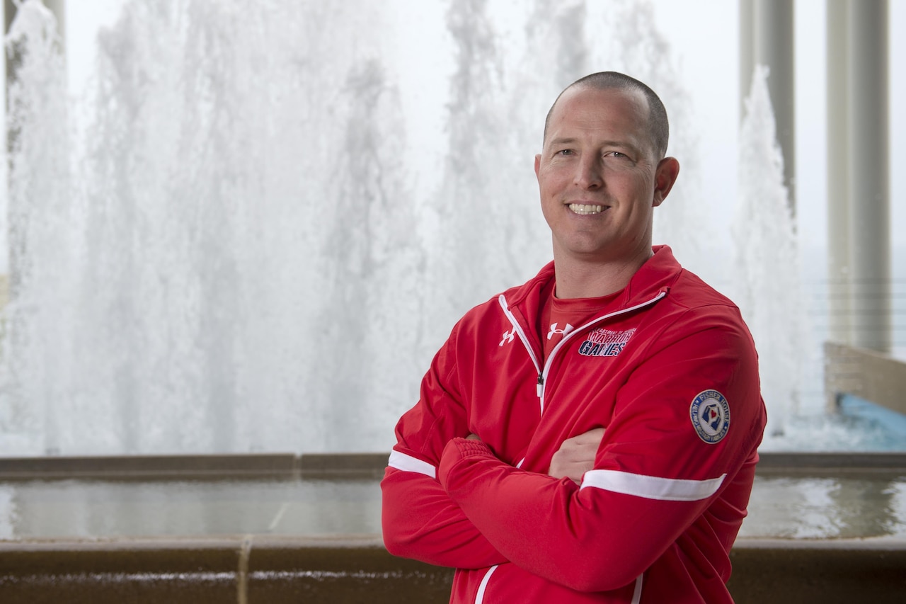 Marine Corps Staff Sgt. James Dunaway at McCormick Place in Chicago, Ill., where several 2017 Department of Defense Warrior Games events are being held June 30, 2017. The DoD Warrior Games are an annual event allowing wounded, ill and injured service members and veterans to compete in Paralympic-style sports. DoD photo by EJ Hersom