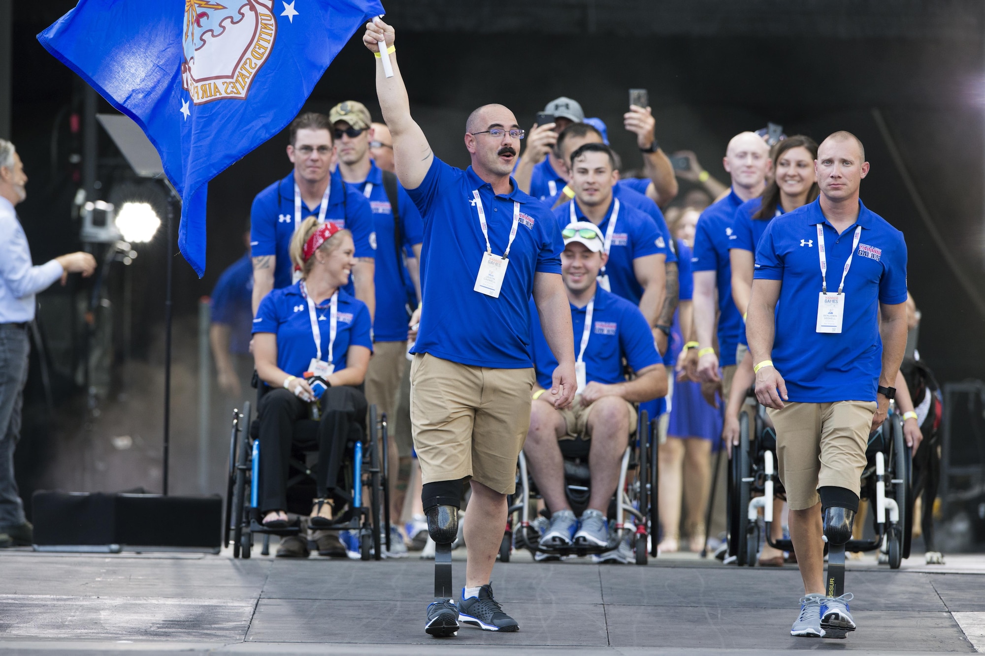 Team Air Force enters opening ceremonies for the 2017 Department of Defense Warrior Games at Soldier Field in Chicago, July 1, 2017. The DOD Warrior Games are an annual event allowing wounded, ill and injured service members and veterans to compete in Paralympic-style sports. (DOD photo/EJ Hersom)