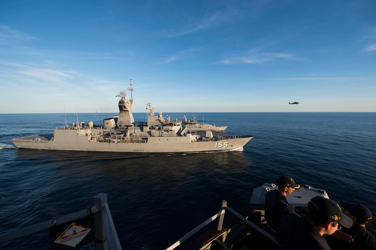 INDIAN OCEAN (June 26, 2017) The Arleigh Burke-class guided-missile destroyer USS John S. McCain (DDG 56) conducts Division Tactics (DIVTACS) exercises with the Royal Australian Navy Anzac-class frigate HMAS Ballart (FFH 155) and the Armidale class patrol boat HMAS Bathurst (ACPB 85). McCain is participating in Talisman Saber 2017 Field Training Exercise-North providing the U.S. and Australia realistic combined, joint, and interagency training to promote regional security, peace and stability in the Indo-Asia-Pacific region.