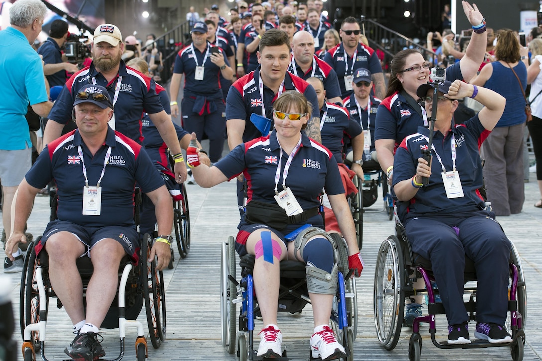 Team United Kingdom enters the opening ceremonies for the 2017 Department of Defense Warrior Games at Soldier Field in Chicago, July 1, 2017. DoD photo by EJ Hersom