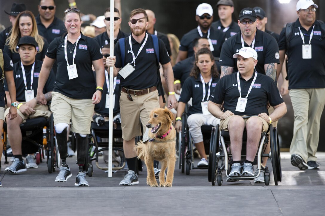 Team Army joins the opening ceremonies for the 2017 Department of Defense Warrior Games at Soldier Field in Chicago, July 1, 2017. DoD photo by EJ Hersom