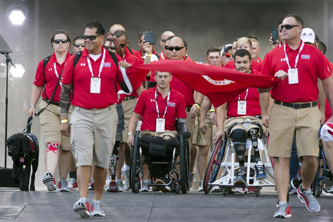 Team Marine Corps joins the opening ceremonies for the 2017 Department of Defense Warrior Games at Soldier Field in Chicago, July 1, 2017. DoD photo by EJ Hersom