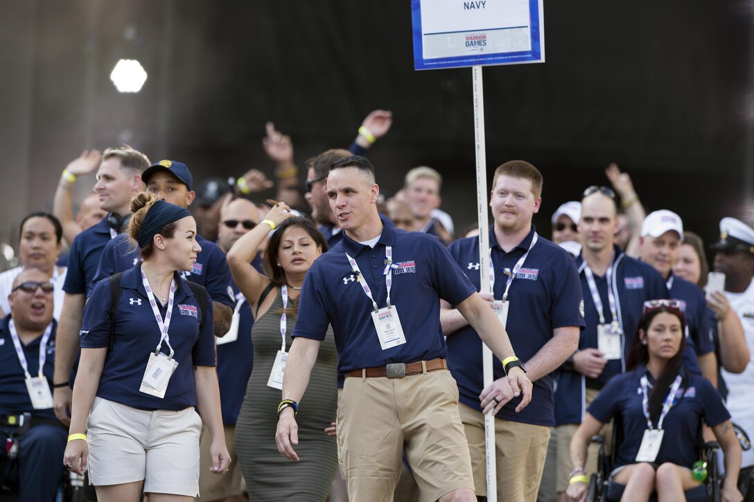 Team Navy enters the opening ceremonies for the 2017 Department of Defense Warrior Games at Soldier Field in Chicago, July 1, 2017. DoD photo by EJ Hersom