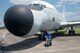 Bill Nolte sits next to the Boeing EC-135E ARIA on June 11, 2017 in the Air Park at the National Museum of the U.S. Air Force.  He oversaw maintenance this plane during his 18-year career as an aircraft maintenance officer. (Photo contributed by Jason Nolte)