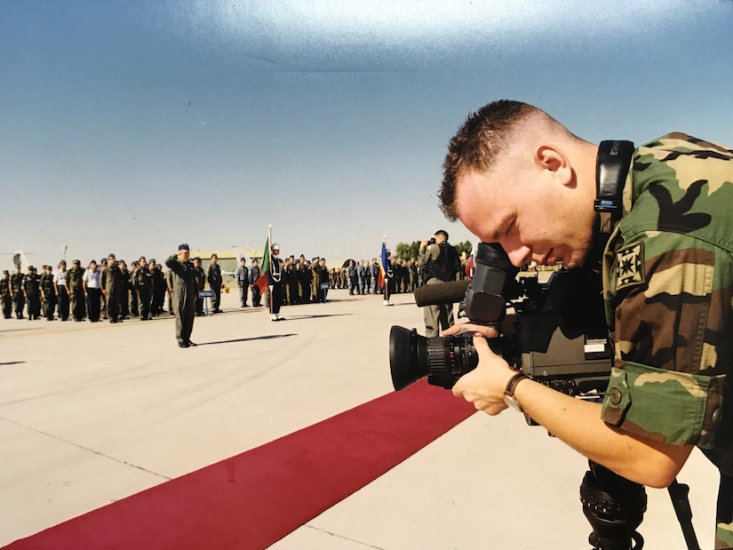 Army Chief Warrant Officer 5 Mark Parr, shown here during his time as a broadcast noncommissioned officer, once worked for Detachment 8, Air Force News Agency, at Aviano Air Base, Italy. As a broadcaster, Parr considered his position to be the best enlisted job in the Army. Courtesy photo