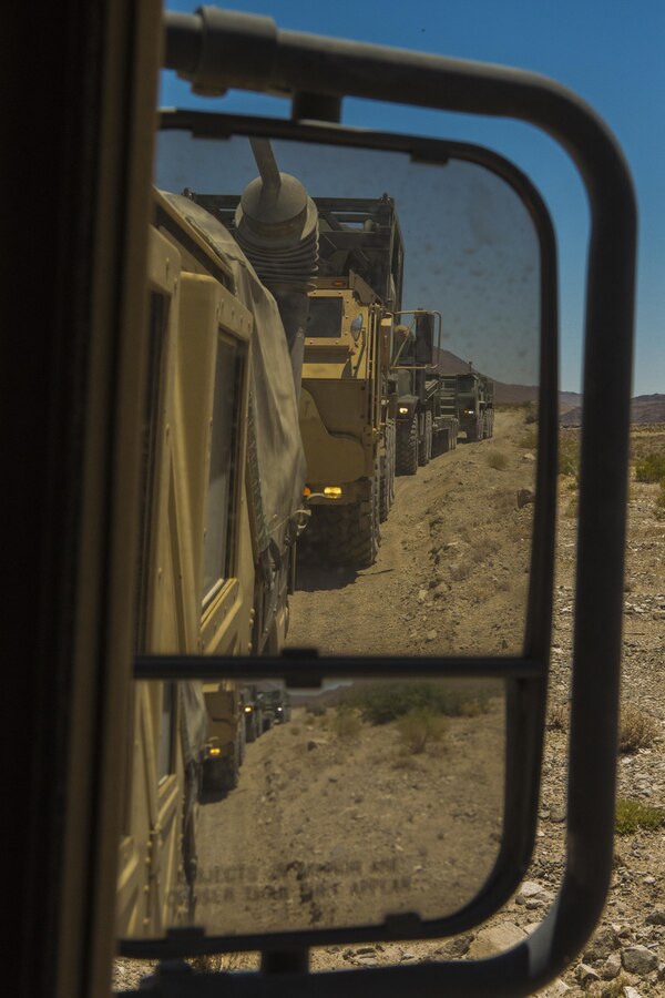 TWENTYNINE PALMS, Calif. – Marines with Combat Logistics Battalion 453, Combat Logistics Regiment 4, 4th Marine Logistics Group, Marine Forces Reserve, conduct convoy operations to refuel tactical vehicles during Integrated Training Exercise 4-17 in Twentynine Palms, California on June 23, 2017. The CLB-453 Marines supported the 2nd Battalion, 25th Marine Regiment, 4th Marine Division, MARFORRES, providing fuel to the battalion during the final battalion exercise of ITX 4-17.