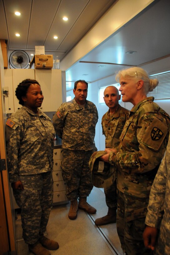 Maj. Gen. Mary Link, commanding general for Army Reserve Medical Command, visits her Soldiers providing medical services at Fred and Anita Bruni Community Center in Laredo, Texas.  Approximately 125 U.S. Army Reserve Soldiers are working in partnership with the Texas A&M Colonias program to provide medical care to Webb County’s under-served Colonias population. Services provided by Army Reserve personnel are done through the Department of Defense’s Innovative Readiness Training, a civil-military program that builds mutually beneficial partnerships between U.S. communities and the DoD. The missions selected meet training & readiness requirements for Army Reserve service members while integrating them as a joint and whole-of-society team to serve our American citizens.