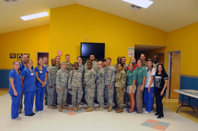 Twenty-five Army Reserve Soldiers assigned to 7458th Medical Backfill Bn. work alongside medical students from Texas A&M University to provide medical support to residents who live near La Teresita community center in Laredo, Texas.  Soldiers working at La Teresita are part of a larger medical team of approximately 125 U.S. Army Reserve Soldiers who are working in partnership with the Texas A&M Colonias program to provide medical care to Webb County’s under-served Colonias population. Services provided by Army Reserve personnel are done through the Department of Defense’s Innovative Readiness Training, a civil-military program that builds mutually beneficial partnerships between U.S. communities and the DoD. The missions selected meet training & readiness requirements for Army Reserve service members while integrating them as a joint and whole-of-society team to serve our American citizens.