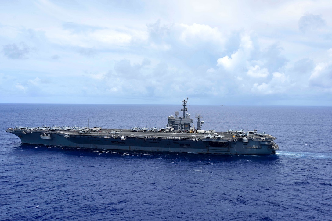 The aircraft carrier USS Nimitz transits the Pacific Ocean, June 28, 2017. Navy photo by Petty Officer 3rd Class Weston A. Mohr