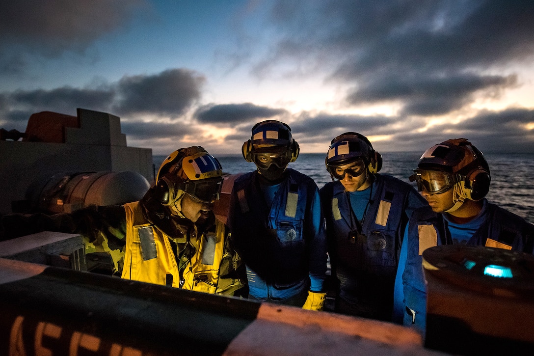 Sailors receive training during a phase 3 firefighting drill aboard the aircraft carrier USS Theodore Roosevelt in the Pacific Ocean, June 27, 2017. Navy photo by Petty Officer 3rd Class Anthony J. Rivera