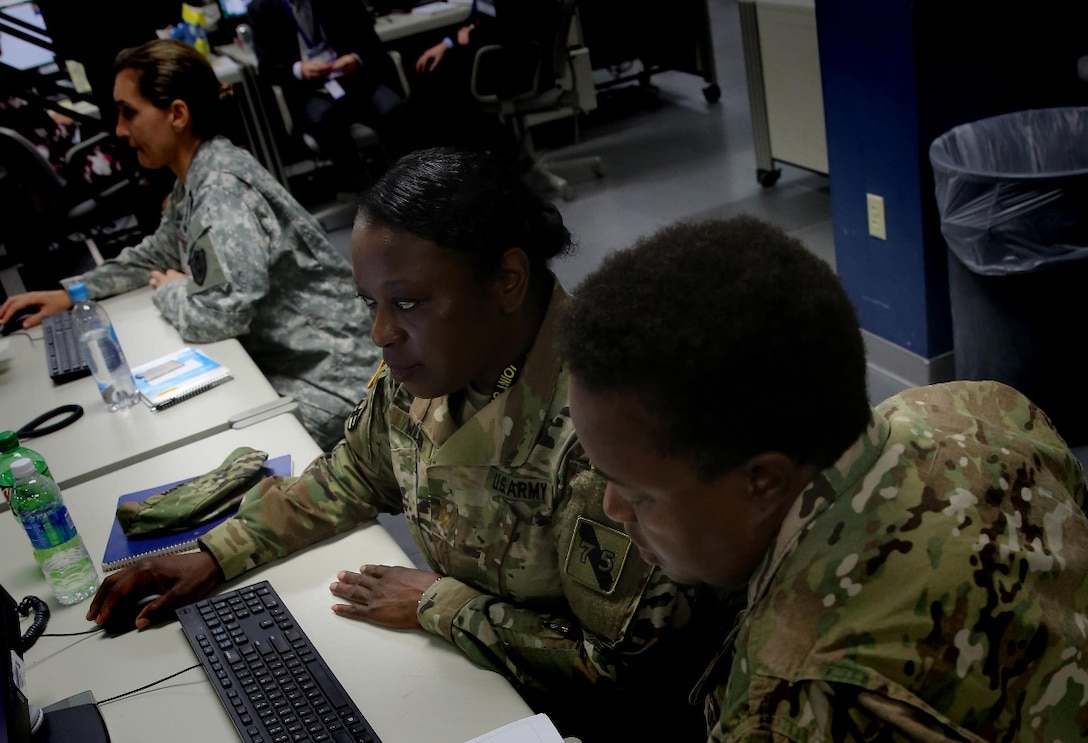 Active duty, reserve and National Guard service members participate in the Cyber Guard and Cyber Flag exercises sponsored by U.S. Cyber Command. The exercises focused on developing coordinated state government, National Guard, commercial enterprise, Defense Department and interagency responses to significant cyberspace-enabled attacks on U.S. domestic critical infrastructure by hostile actors. Cybercom photo by Navy Chief Petty Officer Dennis J. Herring