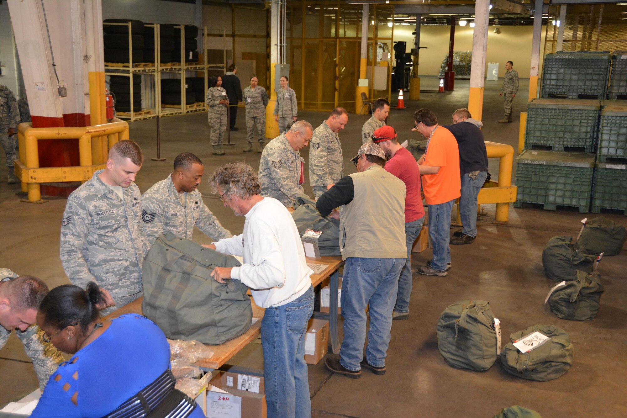 Citizen Airmen from Tinker Air Force Base practice pre-deployment processing through the Personnel Deployment Function line March 25, 2017, at Tinker Air Force Base, Okla. (U.S. Air Force photo/Senior Airman Callie McNary) 