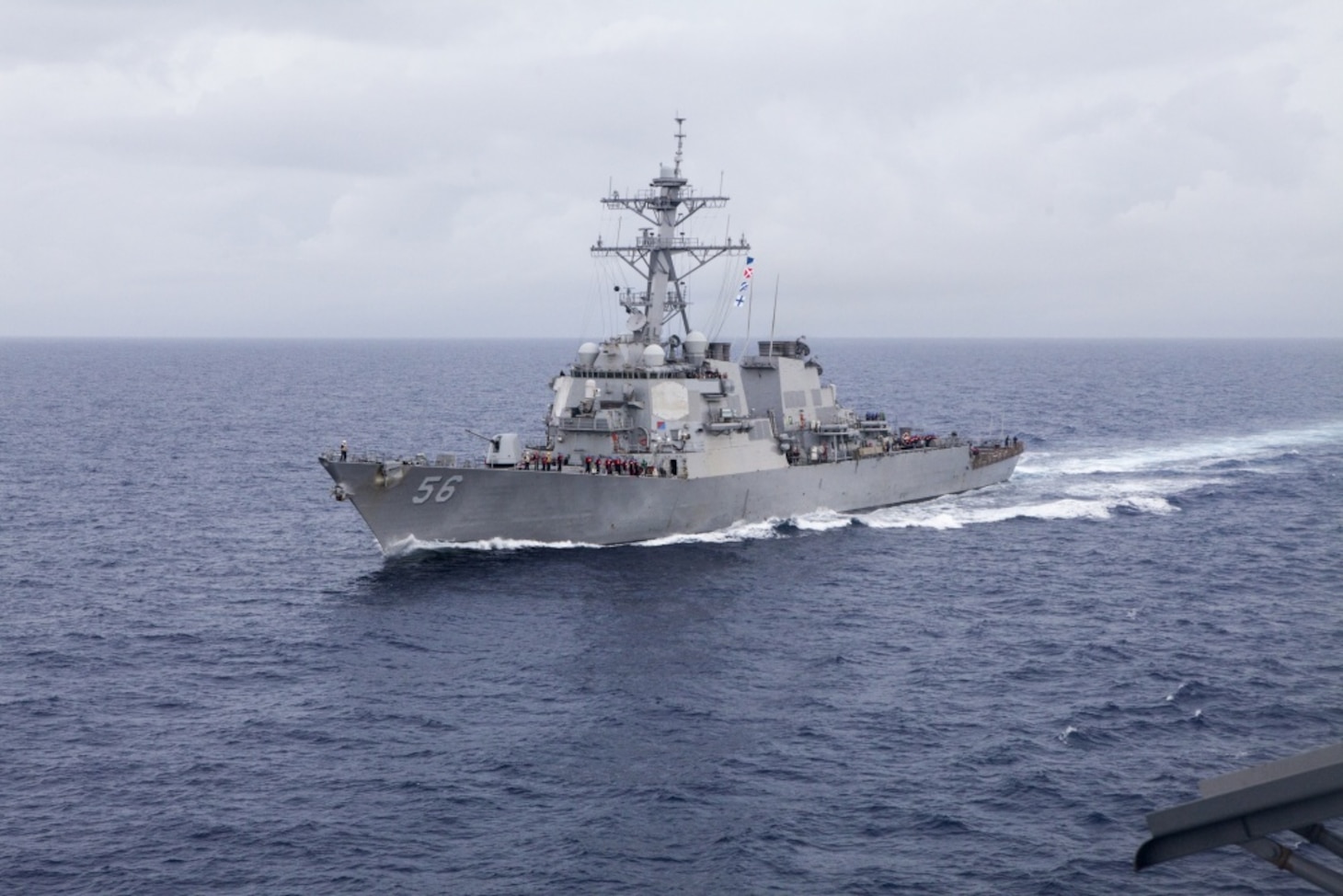 The USS John S. McCain (DDG 56) flanks the USS Bonhomme Richard (LHD 6) for a replenishment at sea (RAS) in the Pacific Ocean, June 12, 2017. A RAS is a resupply of fuel or supplies from ship to ship while underway. The 31st MEU partners with the Navy’s Amphibious Squadron 11 to form the amphibious component of the Bonhomme Richard Expeditionary Strike Group. The 31st MEU and PHIBRON 11 combine to provide a cohesive blue-green team capable of accomplishing a variety of missions across the Indo-Asia-Pacific region.