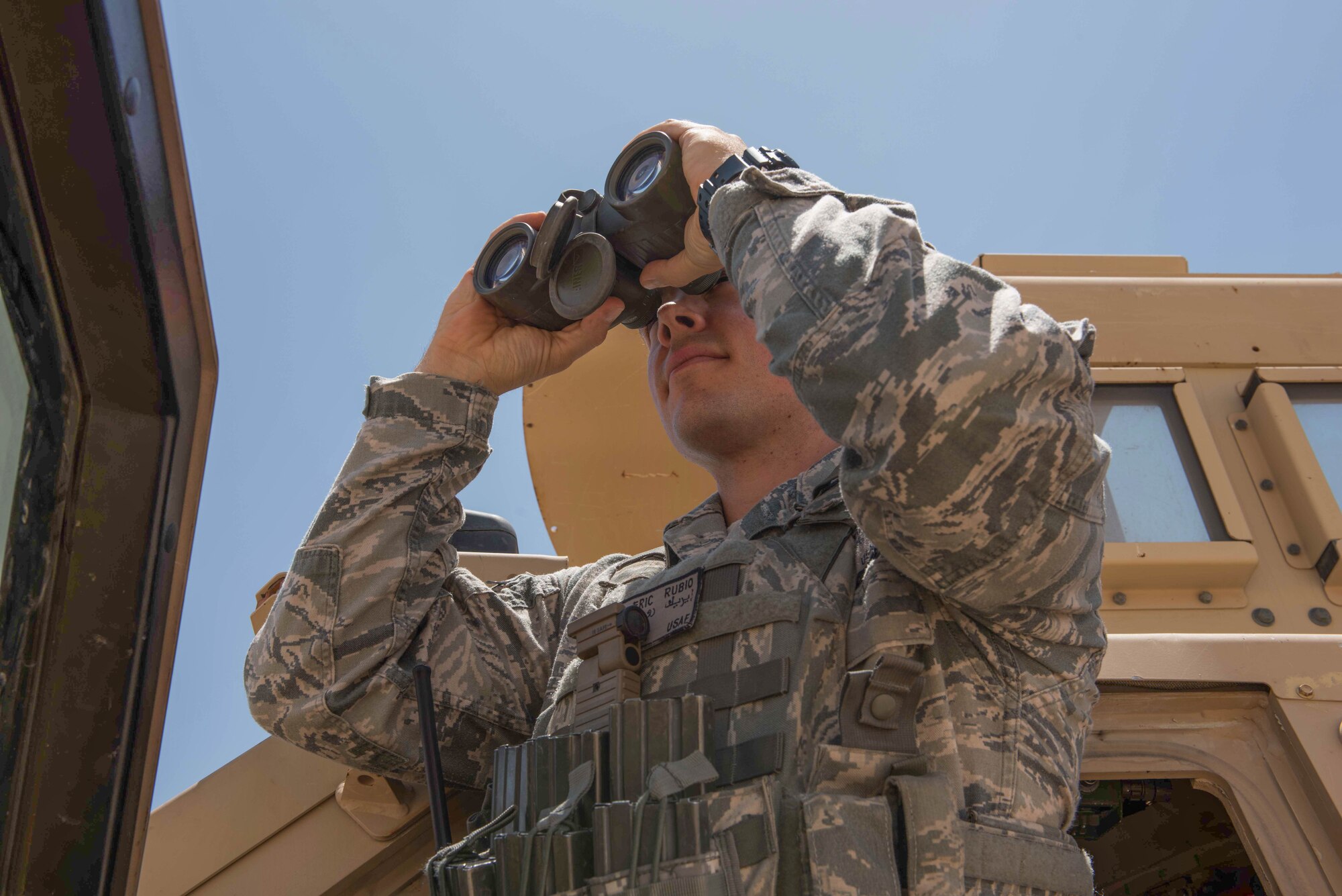 This week's Rock Solid Warrior is Staff Sgt. Eric Rubio, a 386th Expeditionary Security Forces Squadron assistant flight sergeant, deployed from Beale Air Force Base, Calif. The Rock Solid Warrior program is a way to recognize and spotlight the Airmen of the 386th Air Expeditionary Wing for their positive impact and commitment to the mission.(U.S. Air Force photo by Tech.Sgt. Jonathan Hehnly)