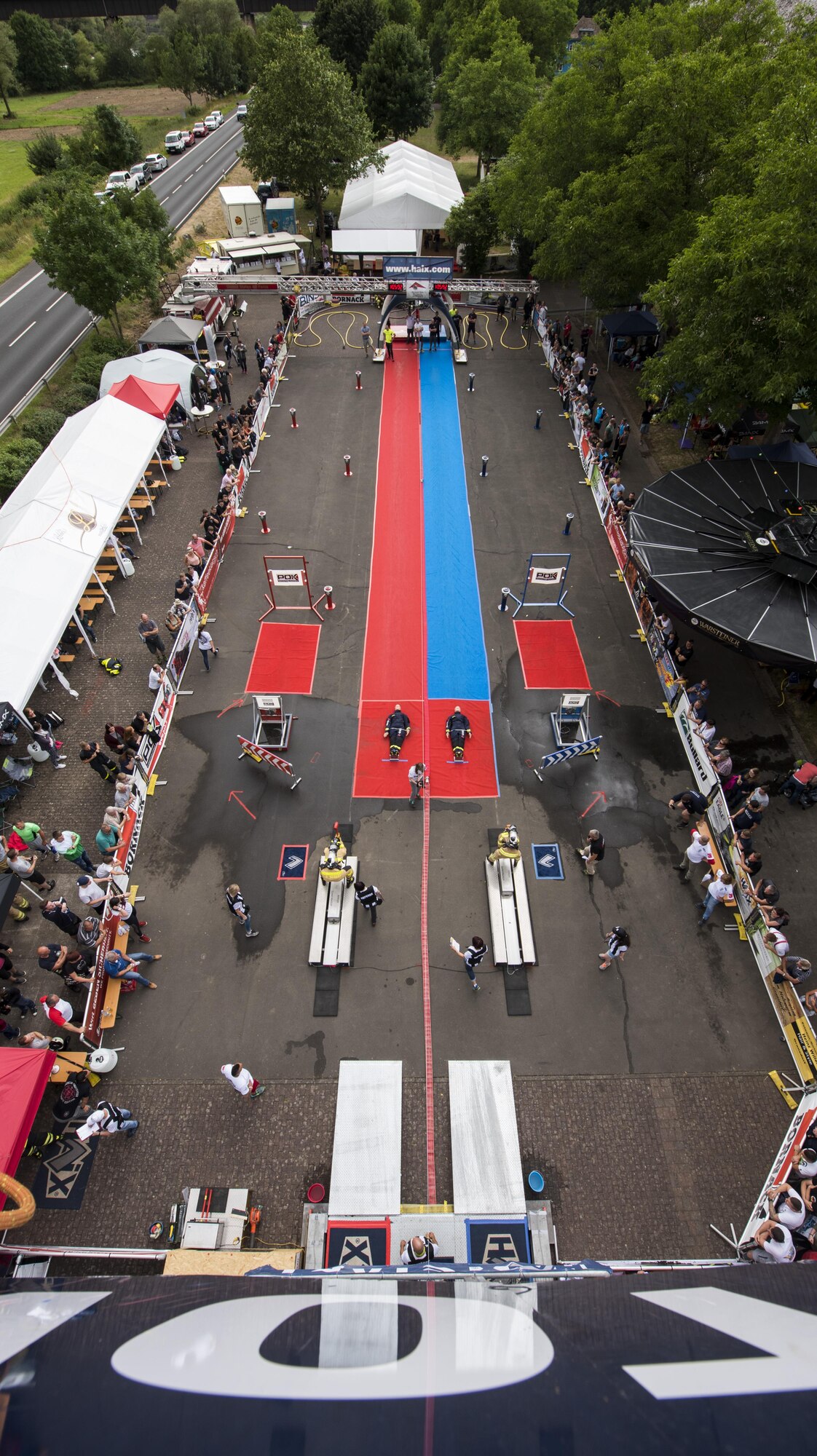 Firefighters compete in the 4th annual Mosel Firefighter Combat Challenge in Ediger-Eller, Germany, June 30, 2017. During the three-day event, more than 375 firefighters from 12 countries participated, including six from Spangdahlem Air Base, Germany. (U.S. Air Force photo by Senior Airman Preston Cherry)