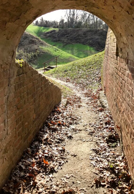 Thayer’s Approach to Confederate fortifications on Fort Hill Ridge is visible from the tunnel sappers dug through a ridge on approach. The National Park Service at Vicksburg National Military Park has preserved and restored the tunnel for visitors to see first-hand the magnitude of the sappers’ task.
