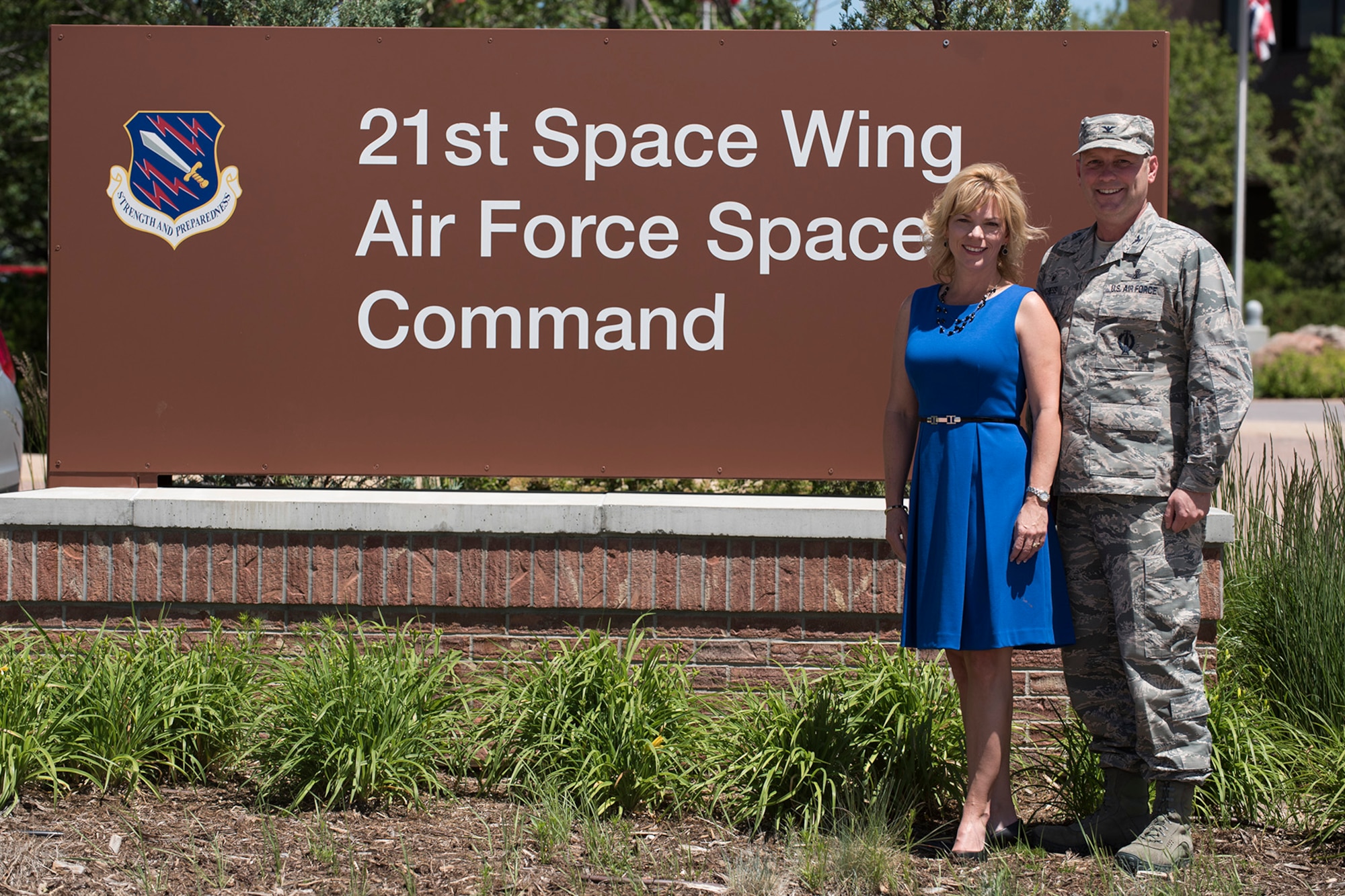 PETERSON AIR FORCE BASE, Colo. – Col. Doug Schiess, 21st Space Wing commander, and his wife, Debbie, prepare for their transition to Washington D.C. after serving as the wing commander since June 2015. Schiess is in command of the Air Force’s most geographically separated wing located in eight countries, crossing 13 time zones, and 38 units at 22 locations. Schiess’ change of command is scheduled for July 11, 2017. (U.S. Air Force photo by Staff Sgt. Tiffany Lundberg)