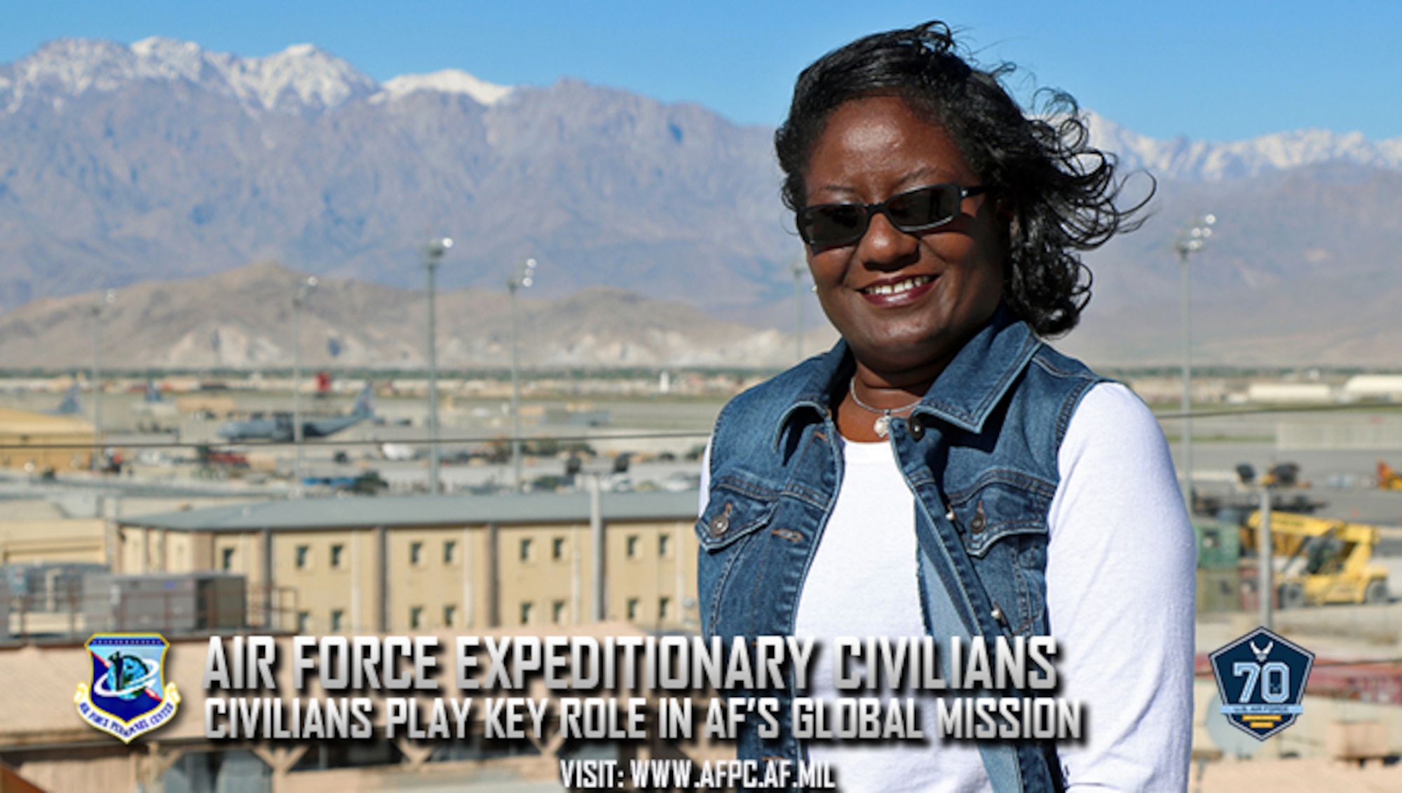 Melanie Jackson, a financial management specialist at the Pentagon, is currently serving as a budget account manager at Bagram Airfield, Afghanistan. At any one time, there are about 150 Air Force civilians deployed at various locations around the world. 
 (U.S. Air Force Photo by Jathzed Fabara)
