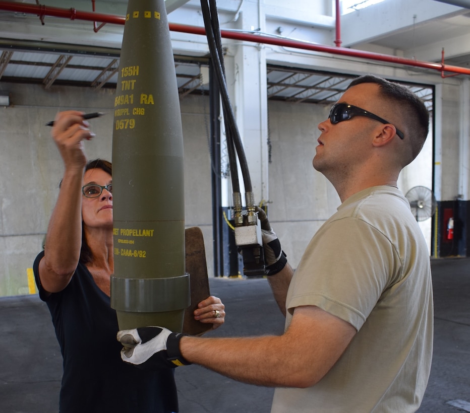 U.S. Army Reserve Soldiers from the 295th Ordnance Company out of Hastings, Nebraska work with Army Civilians while completing their annual training at Crane Army Ammunition Activity. The Soldiers are receiving valuable experience handling munitions to increase mission readiness.