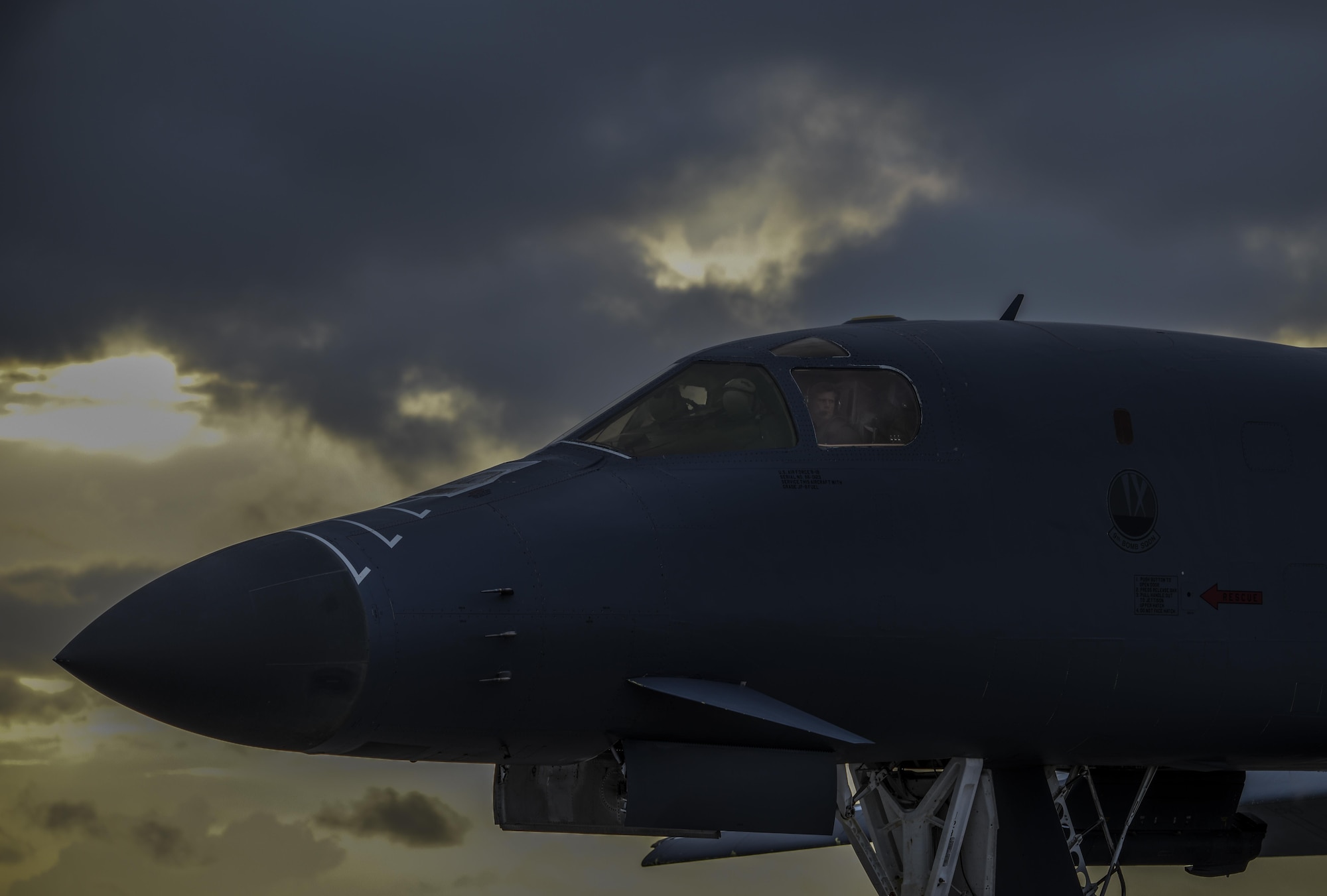 A U.S. Air Force B-1B Lancer assigned to the 9th Expeditionary Bomb Squadron, deployed from Dyess Air Force Base, Texas, prepares for take off from Andersen Air Force Base, Guam, to fly a bilateral mission with two Japan Air Self-Defense Force F-15’s over the East China Sea, July 6, 2017. The flight with Japan is a demonstration of the strength of the bilateral alliances between the United States and Japan, and the broadening bilateral cooperation and capability to defend against common regional threats. (U.S. Air Force photo/Tech. Sgt. Richard P. Ebensberger)