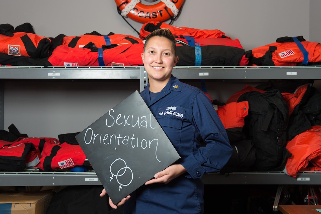 1. My name is Venus Hulst. I’ve been in the Coast Guard for eight years. I'm a fully qualified Officer of the Day, Coxswain and Boarding Officer at Station Cape May. 
2. My word to describe diversity is sexual orientation. In the past, there was "Don't ask, Don't tell" and you were judged for being different and possibly kicked out for it. Now, I'm a respected second class Boatswain's Mate that people look to for guidance regardless of who I like or love. Now, my friendships are stronger for not hiding myself. 
3. With my experience and ethnic background, I’ve learned to be patient and never judge a book by its cover. 
4. Outside of work I love to spoil my dog and spend time with friends that accept me.
U.S. Coast Guard photo by Auxiliarist David Lau