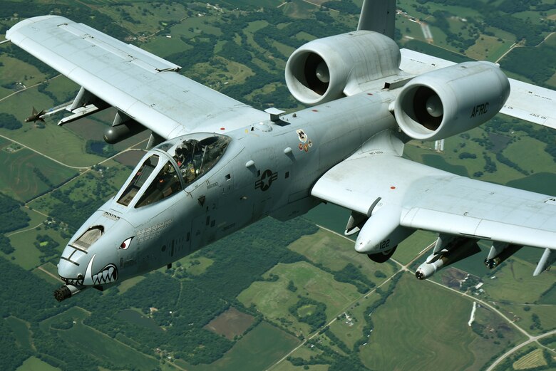 An A-10 Thunderbolt II assigned to Whiteman Air Force Base, Mo., breaks away after being refueled by a KC-135 Stratotanker assigned to McConnell Air Force Base, Kan., June 30, 2017, over Missouri. The KC-135’s primary function is aerial refueling, but it can also be used for airlift and medical evacuations. (U.S. Air Force photo/Airman 1st Class Alan Ricker)