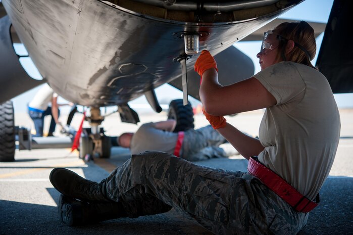 Airman 1st Class Dedrie Flowers, 9th Air Maintenance Squadron crew chief, takes an oil sample from a U-2 Dragon Lady after its high altitude flight at Beale Air Force Base, Calif., June 20, 2017. Preventative maintenance done by crew chiefs helps ensure any potential mechanical issues are mitigated and repaired. 

