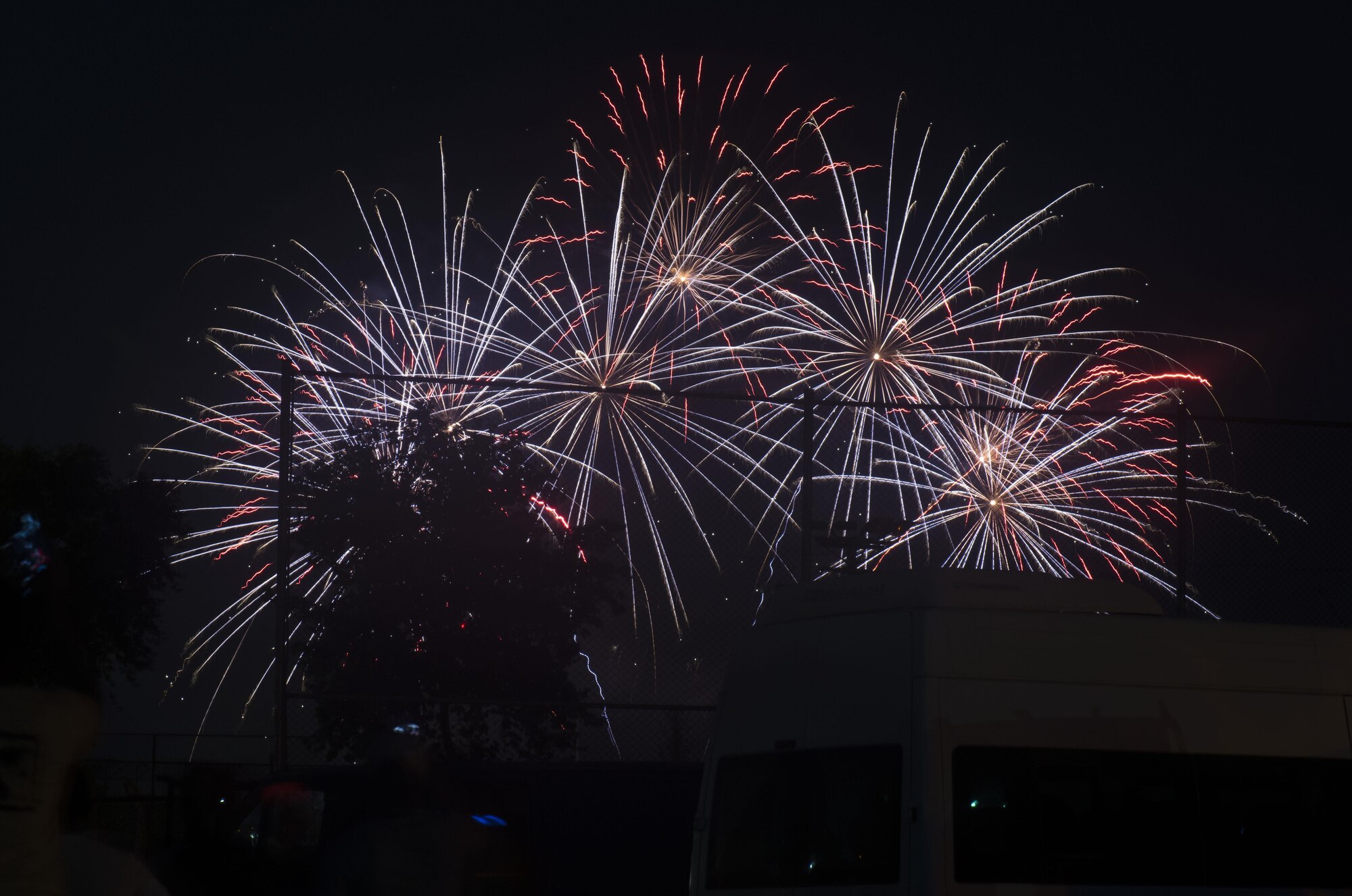 Fireworks are displayed in celebration of Independence Day July 4, 2017, at Incirlik Air Base, Turkey. Multiple private organizations from across the base hosted the event with music, food and festivities. (U.S. Air Force photo by Airman 1st Class Devin M. Rumbaugh) 