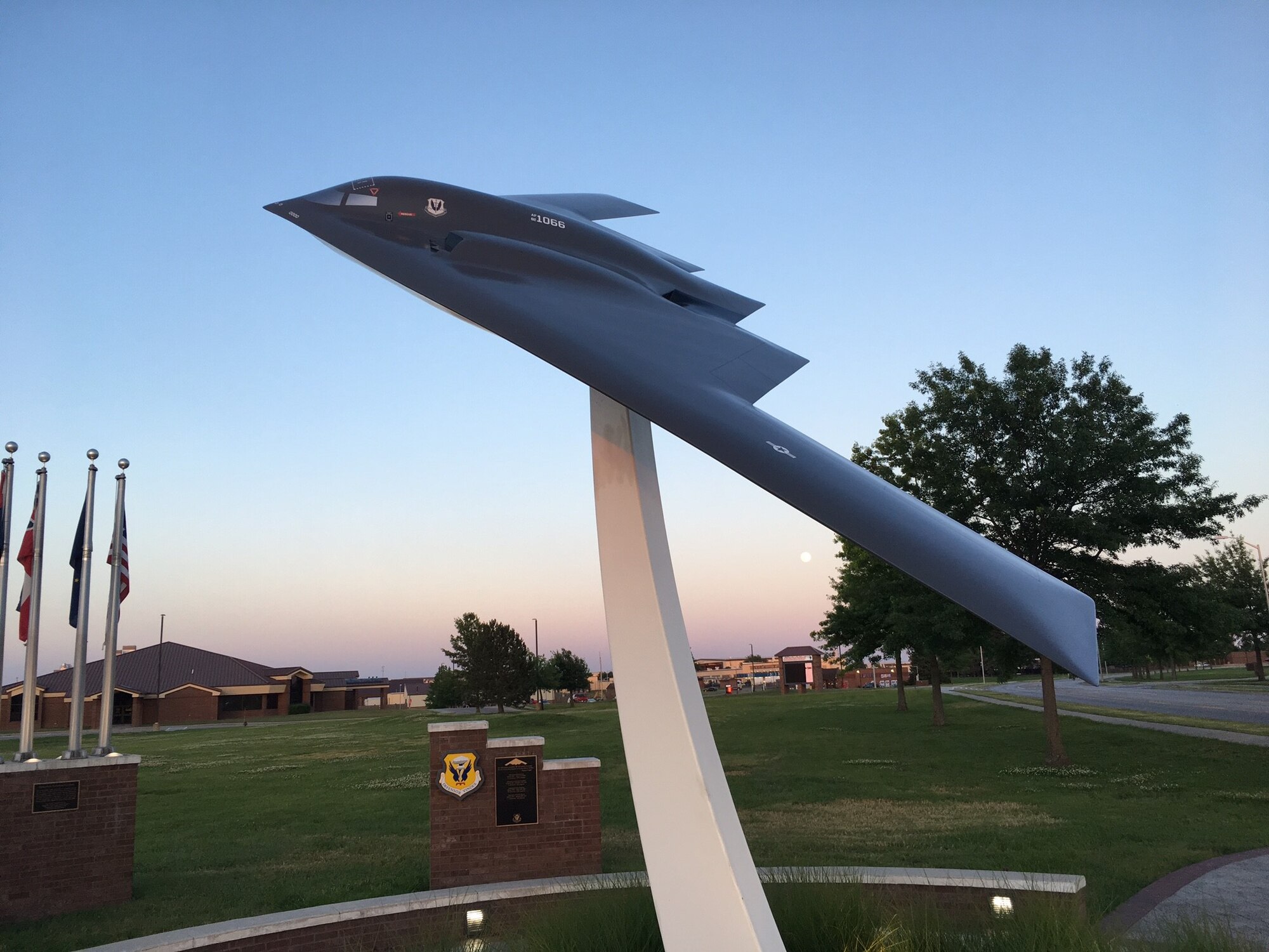 The mini B-2 static display after low observable maintainers from the 509th Maintenance Squadron used the vinyl-wrap technique to restore it at Whiteman Air Force Base, Mo. This technique is an environmentally friendly process that saved the Air Force $18,000. (Courtesy photo)