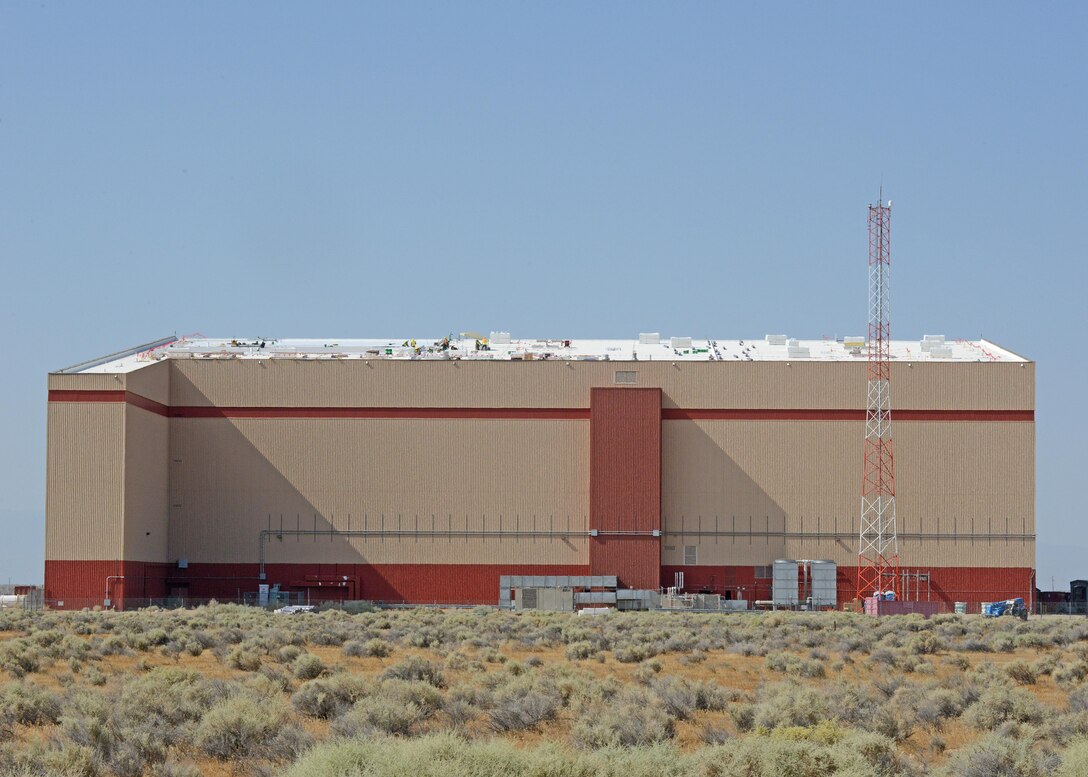 The 412th Civil Engineer Group is overseeing a roof upgrade for the Benefield Anechoic Facility. The project should last 45-50 days depending on heat and weather conditions. (U.S. Air Force photo by Kenji Thuloweit)