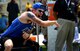 Air Force Staff Sgt. David Olson, an explosive ordnance disposal troop from Abilene, TX, competes in the seated shot put at the 2017 Department of Defense Warrior Games July 5, 2017, at Soldier Field, Chicago, Ill. Olson suffers from post-traumatic stress disorder and a traumatic brain injury, and additionally has had several knee, anterior cruciate ligament and stomach cancer procedures along with needing to wear hearing aids in both ears. (U.S. Air Force photo/Staff Sgt. Alexx Pons) 