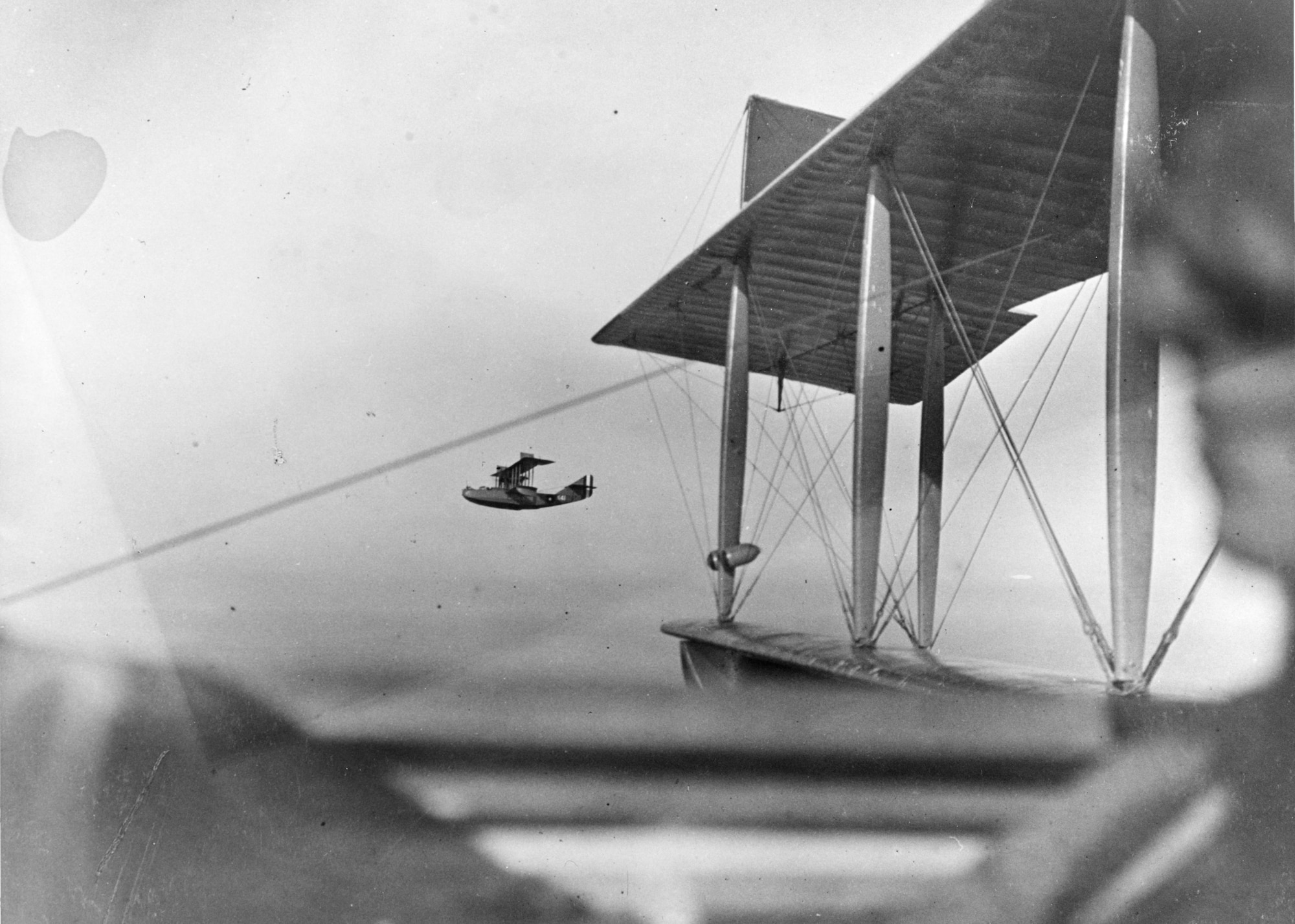A Curtiss H-16 patrol seaplane on a reconnaissance flight from U.S. Naval Air Station, Killingholm, England, Nov. 06, 1918. (Photo courtesy Naval History and Heritage Command)