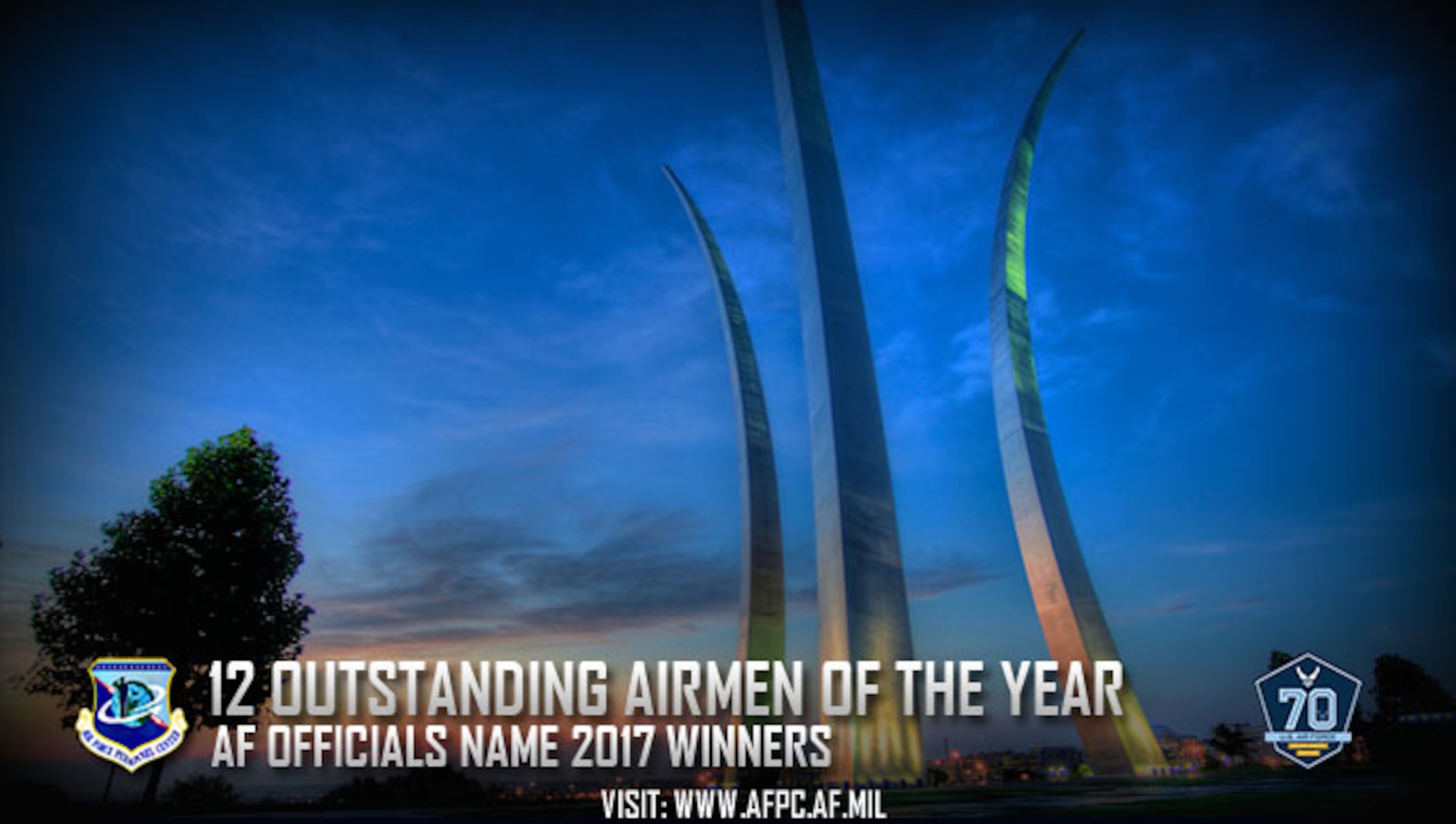 Air Force officials have named the service's top enlisted members, announcing the 12 Outstanding Airmen of the Year for 2017. An Air Force selection board at the Air Force Personnel Center considered 36 nominees who represented major commands, direct reporting units, field operating agencies and Headquarters Air Force. The board selected the final 12 Airmen based on superior leadership, job performance and personal achievements. (U.S. Air Force graphic by Staff Sgt. Alexx Pons)