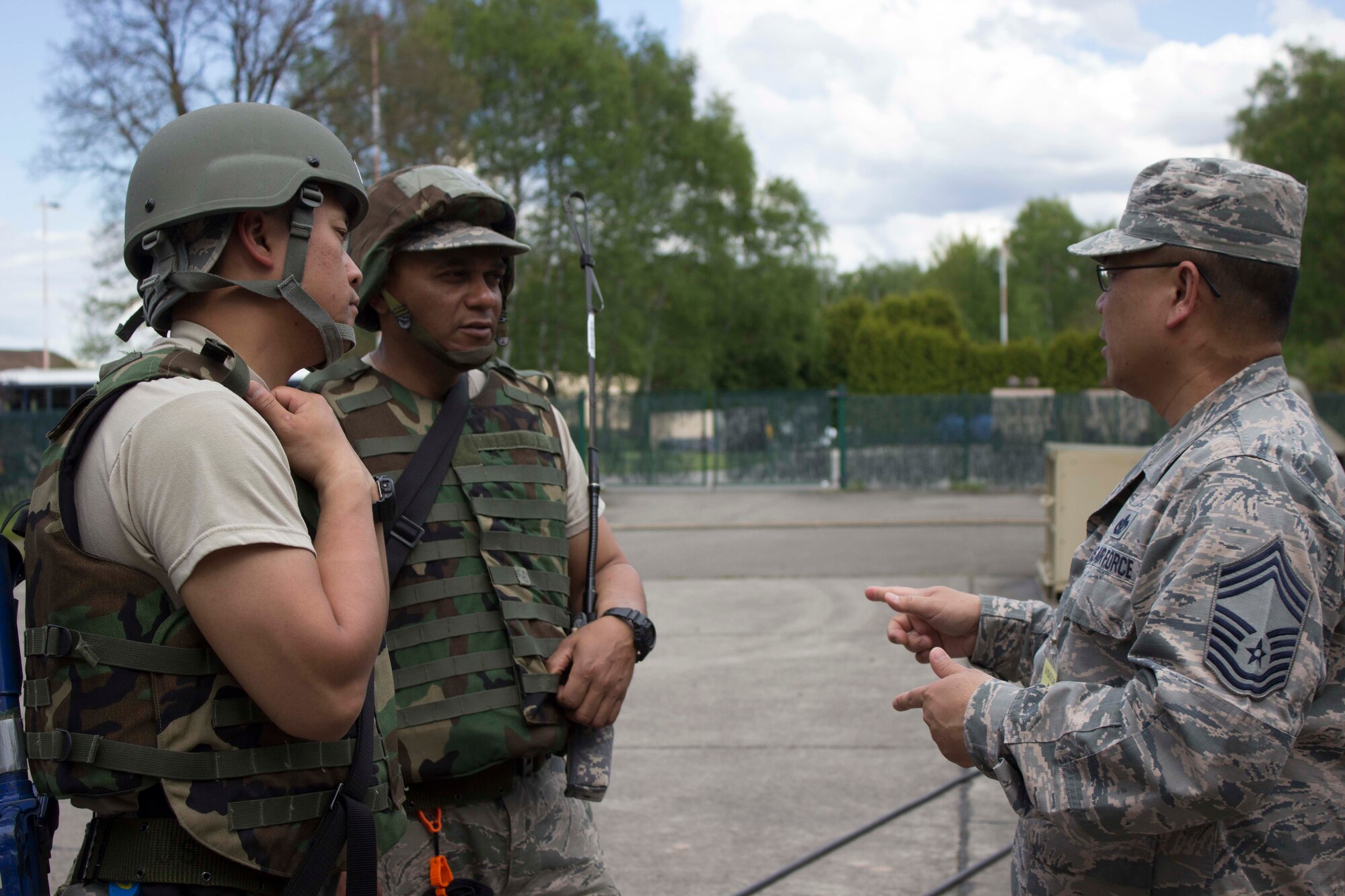 Members of the force development division of the Air Force Civil Engineer Center validated Silver Flag training recently in Ramstein Air Base, Germany at the 435th Construction & Training Squadron site at the base. The validation ensures training follows standardized lesson plans and wartime training standards are met.  (U.S. Air Force Photo/Susan H. Lawson)