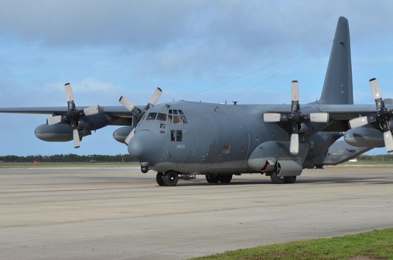An HC-130P/N “King” fixed-wing combat rescue aircraft piloted by eight Airmen launched July 7, 2017 at approximately 2:30 p.m. transporting six Guardian Angel Airmen who specialize in all types of rescue to assist in a long-range search and rescue for two German citizens whose vessel caught fire approximately 500 nautical miles off the east coast of southern Florida. (U.S. Air Force photo/Senior Airman Brandon Kalloo Sanes)
