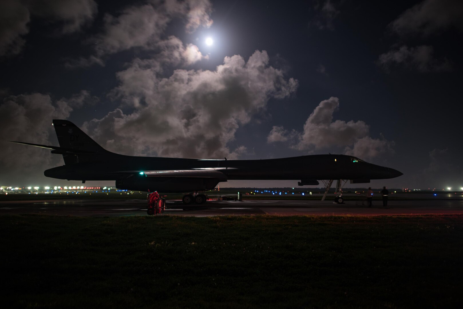 A U.S. Air Force B-1B Lancer assigned to the 9th Expeditionary Bomb Squadron, deployed from Dyess Air Force Base, Texas, prepares for take off from Andersen Air Force Base, Guam to conduct a sequenced bilateral mission with South Korean F-15 and Koku Jieitai (Japan Air Self-Defense Force) F-2 fighter jets, July 7. The mission is in response to a series of increasingly escalatory action by North Korea, including a launch of an intercontinental ballistic missile (ICBM) on July 3. (U.S. Air Force Photo by Airman 1st Class Jacob Skovo)