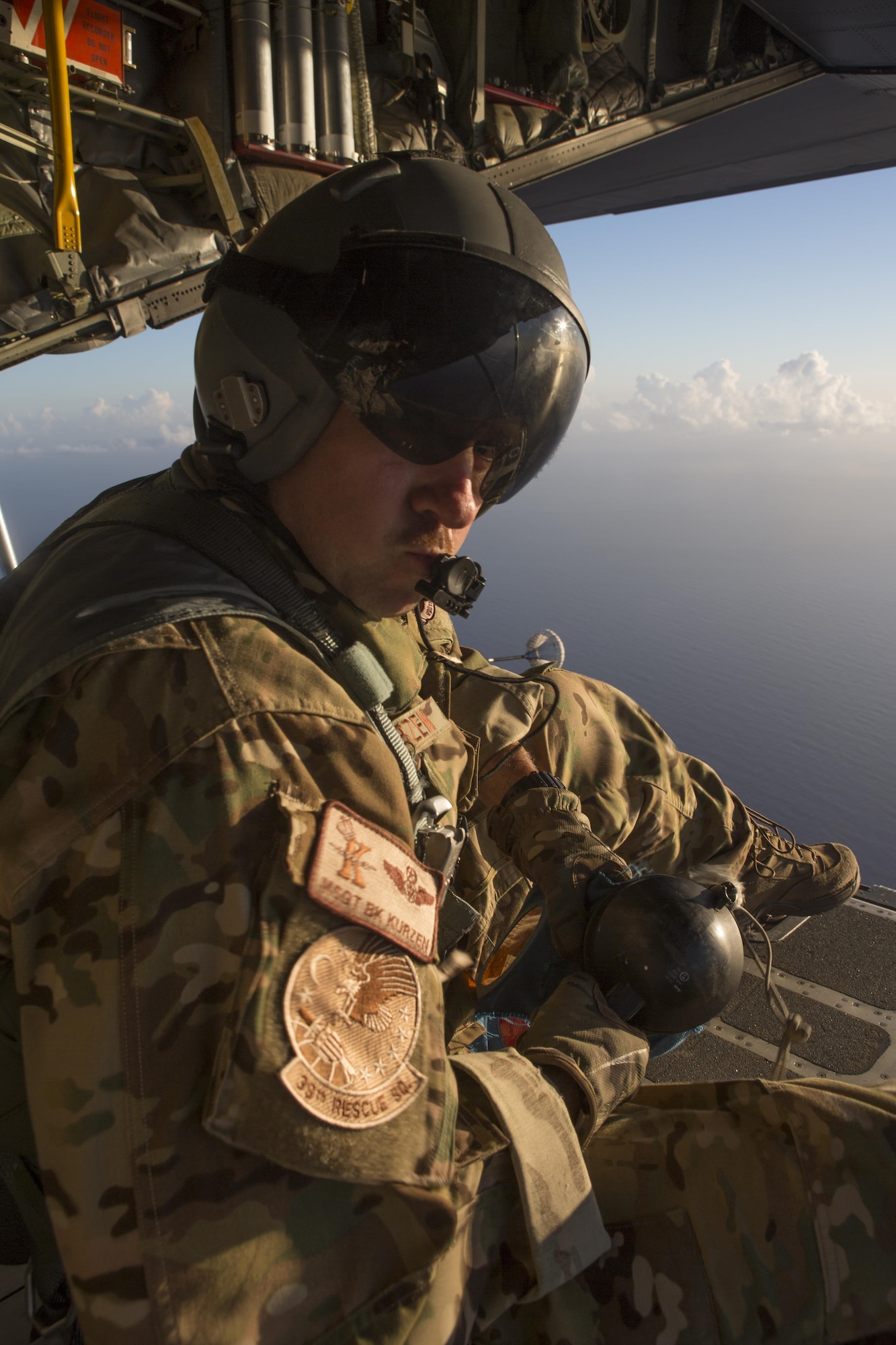 Master Sgt. Bob Kurzen, HC-130P/N "King" loadmaster is part of  concerted rescue effort of approximately 80 wing personnel from the 920th Rescue Wing who rescued two German citizens in distress at sea July 7, 2017 and into July 8. The victim's vessel caught fire approximately 500 nautical miles off the east coast of southern Florida. At the request of the U.S. Coast Guard's Seventh District in Miami, the 920th RQW was alerted by the Air Force Rescue Coordination Center at Tyndall Air Force Base, Florida, to assist in the long-range search and rescue. Approximately 80 wing Citizen Airmen and four wing aircraft helped execute the rescue mission to include, maintenance, operations and support personnel. (U.S. Air Force photo by Master Sgt. Mark Borosch)
