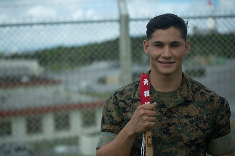 U.S. Marine Lance Cpl. Antonio Martinez was one of the five Marines to assist a local Japanese woman on his way down Mount Fuji, Japan, July 3, 2017. The woman, Moe Oda, was found lying on the ground, hyperventilating and struggling to breathe when the Marines came to her assistance. Together, they created a makeshift stretcher to carry her down approximately two miles  to get to medical assistance. Martinez, a 21 year old, Philadelphia, Pennsylvania  native, is a ground radio repairer with Electronics Maintenance Company, 3d Maintenance Battalion, Combat Logistics Regiment 35, 3d Marine Logistics Group, III Marine Expeditionary Force.
