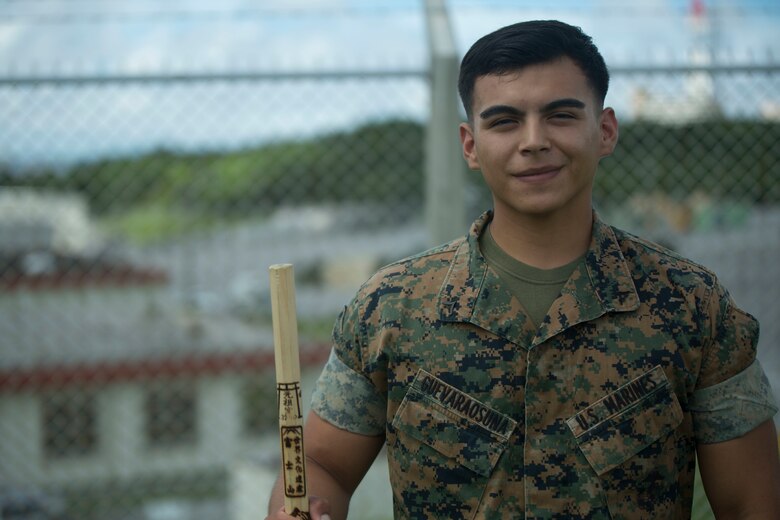U.S.  Marine Lance Cpl. Avelardo Guevara Osuna was one of the five Marines to assist a local Japanese woman on his way down Mount Fuji, Japan, July 3, 2017. The woman, Moe Oda, was found lying on the ground,  hyperventilating and struggling to breathe when the Marines came to her assistance. Together, they created a makeshift stretcher to carry her down approximately two miles  to get to medical assistance. Guevara Osuna, a 21 year old, Las Vegas, Nevada native, is a ground radio repairman with Electronics Maintenance Company, 3d Maintenance Battalion, Combat Logistics Regiment 35, 3d Marine Logistics Group, III Marine Expeditionary Force.