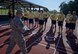 Airman 1st. Class Garrett Podraza, 932nd Airlift Wing Force Support Squadron, gives instructions for the 1.5 mile fitness assessment July 8, 2017, Scott Air Force Base, Illinois. Podraza, a physical training leader, pointed out the start line and end line for the James Gym track, a small difference but important for runners to know.  