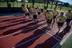 Runners start their 1.5 mile fitness assessment July 8, 2017 at the James Gym, Scott Air Force Base, Illinois, as part of the physical fitness requirement for the Air Force.  (U.S. Air Force photo by Tech. Sgt. Christopher Parr)