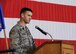 Maj. James Chevalier, the new 442d Aircraft Maintenance Squadron commander, addresses the audience during his assumption of command ceremony at Whiteman Air Force Base, Mo., July 8, 2017. Chevalier enlisted in the Air Force Reserve in 1999 as an emergency management specialist and began his career with the 442d Fighter Wing. (U.S. Air Force photo by Senior Airman Missy Sterling)