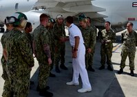 170623-N-QV906-045 CEBU, Philippines (June 23, 2017) Rear Adm. Don Gabrielson, Commander, Logistics Group Western Pacific, greets Sailors of Combat Air Crew 4 attached to Patrol Squadron 26 (VP-26) during Maritime Training Activity (MTA) Sama Sama 2017 in Cebu, Philippines, June 23. MTA Sama Sama is a bilateral maritime exercise between U.S. and Philippine naval forces and is designed to strengthen cooperation and interoperability between the nations' armed forces.  (U.S. Navy photo by Mass Communication Specialist 1st Class Micah Blechner/RELEASED)