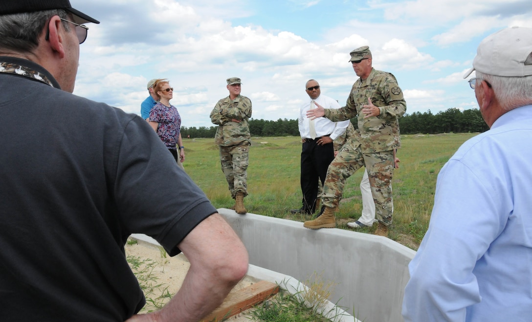 Command Sgt. Maj. Patrick McKie, command sergeant major for U.S. Army Support Activity, Fort Dix, discusses the latest training ranges with two-dozen Army Reserve ambassadors during the 2017 Army Reserve Ambassador Seminar hosted by the Army Reserve’s 99th Regional Support Command July 6-9 on Joint Base McGuire-Dix-Lakehurst, New Jersey. Army Reserve ambassadors enhance Soldier and unit readiness by developing awareness and advocacy with community leaders and serving as bridges to communities across the nation.