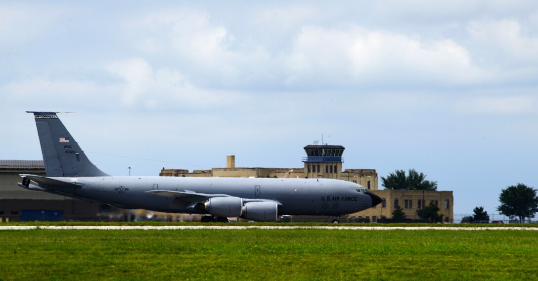 Col. Albert Miller, 22nd Air Refueling Wing commander, flew his fini-flight, June 30, 2017. Fini-flights are the last flight a pilot has before retirement or before a commander is assigned elsewhere. Miller assumed command of the wing Feb. 2015. (U.S. Air Force photo/Staff Sgt. Trevor Rhynes)