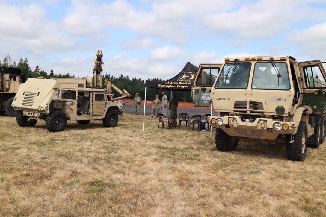The 364th ESC along with soldiers from the 477th Transportation and 483rd Quartermaster Company provides support to the Arlington Fly-In 7-8 July, 2017, in Arlington, Wash., to promote community relations with the City of Arlington and the surrounding areas.