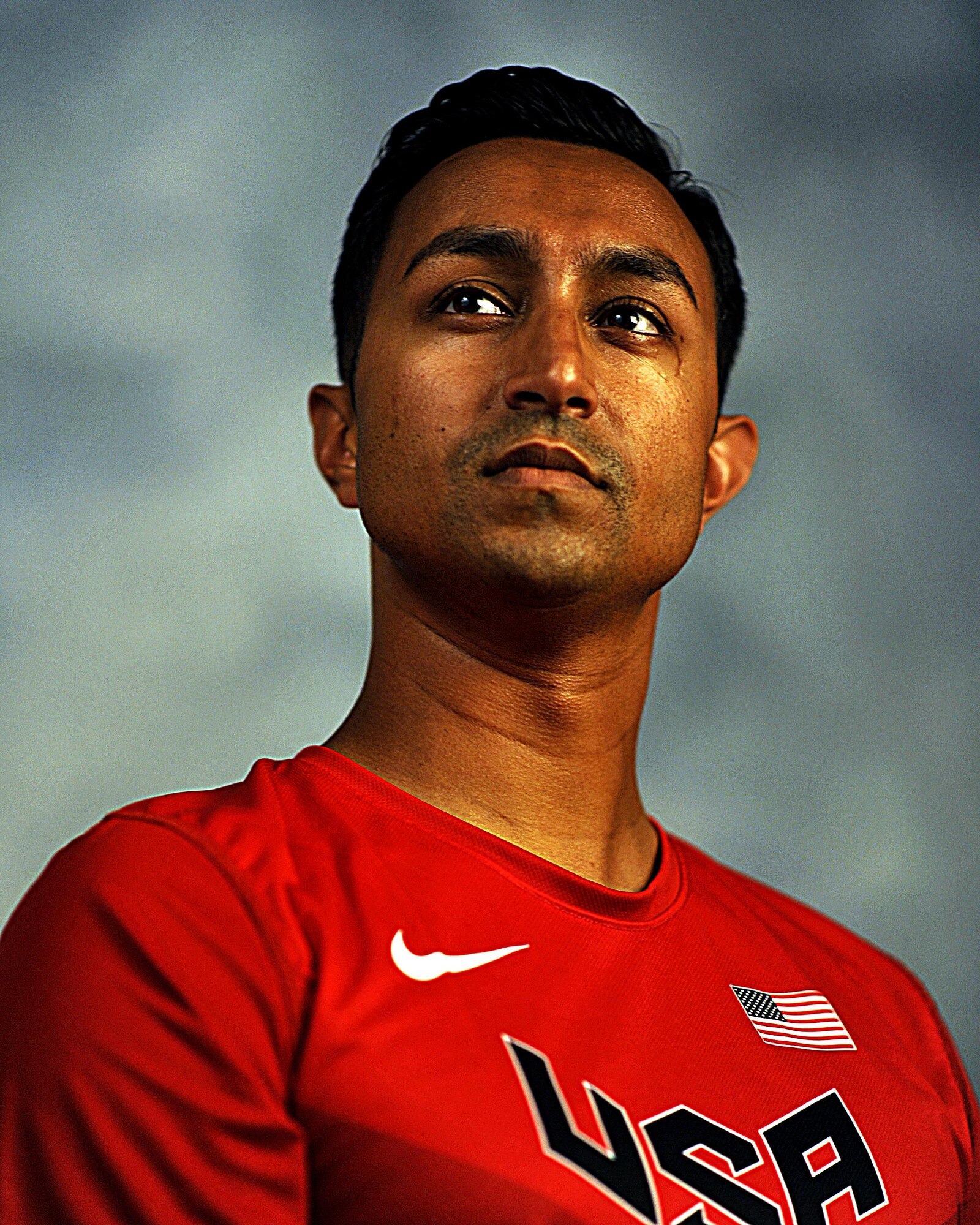 U.S. Air Force Staff Sgt. Emesh Fernando, 321st Contingency Response Squadron air transportation supervisor and USAF Track and Field coach poses for a photograph to promote the sport at Joint Base McGuire-Dix-Lakehurst, June 30, 2017. The USAF Track and Field team recently won the men's and women's team championships at the 2017 NATO Allied Air Command Inter-Nation Athletics Championship.