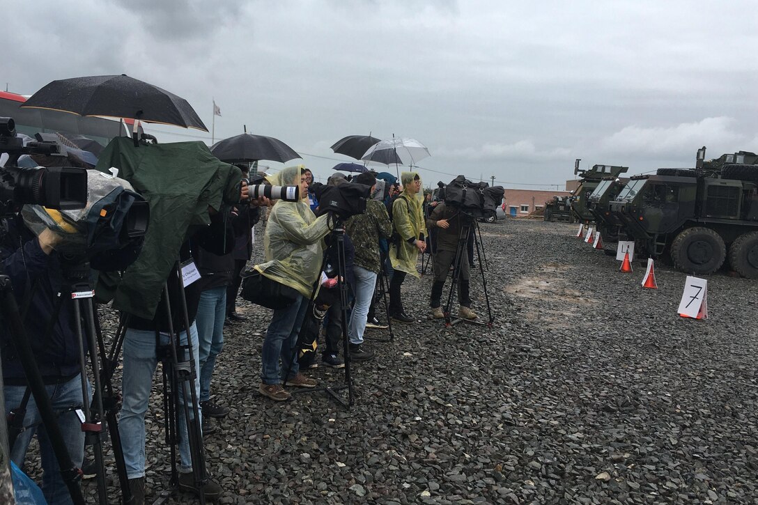 Members of the media record events during Operation Pacific Reach in April 2017. Capt. Bari Wald, an Air Force Reserve Individual Mobilization Augmentee assigned to U.S. Forces Korea, oversaw a team of 10 U.S. and ROK public affairs professionals whose efforts resulted in a multitude of stories being published in print and online.