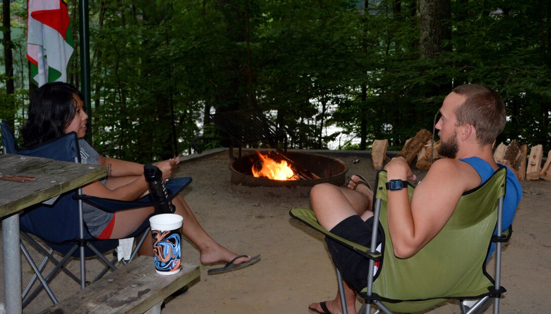 Even on warm summer nights it's still fun to sit around the campfire with family or friends at Wilmington District lakes. Stop by a Visitor Assistance Center to find out more about campsites at W. Kerr Scott, Philpott, John H. Kerr, Jordan and Falls reservoirs. (USACE photo by Brian Stewart)