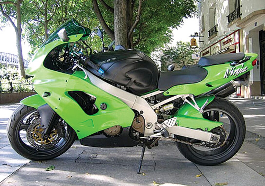 This is an example of a proper, working kickstand.  It is not bent and holds the motorcycle almost upright. Use the TCLOCS method to ensure your bike is in working order.  Tires, Controls, Lights, Oil,  Chassis, Stand.